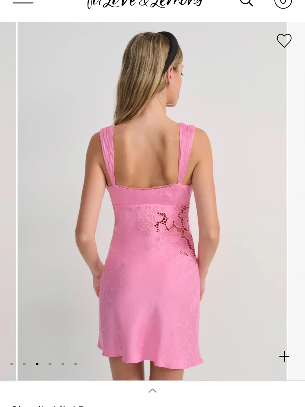 For Love & Lemons Pink Floral Lace Chemise with Rosette - Picture 2 of 5